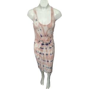 Love Stitch Blush and Navy Tie-Dye Body Con  Midi Dress